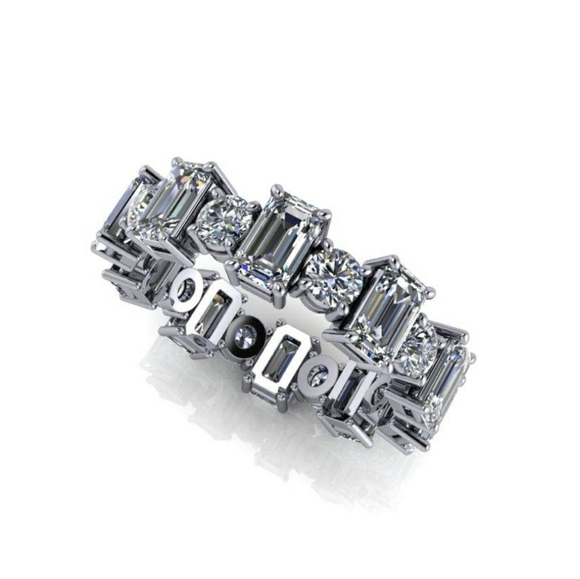 🆕️$1200 3.5 ct Emerald & Round Eternity Simulated Diam - Picture 4 of 7